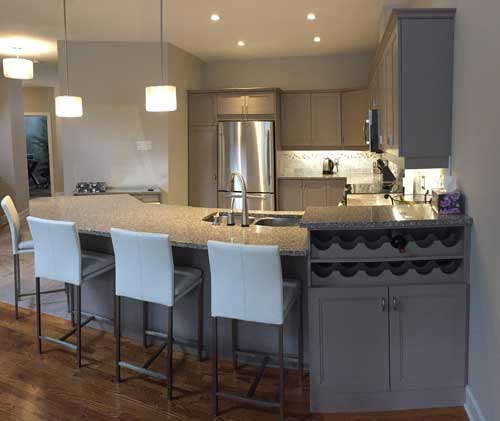 Kitchen with custom wine rack